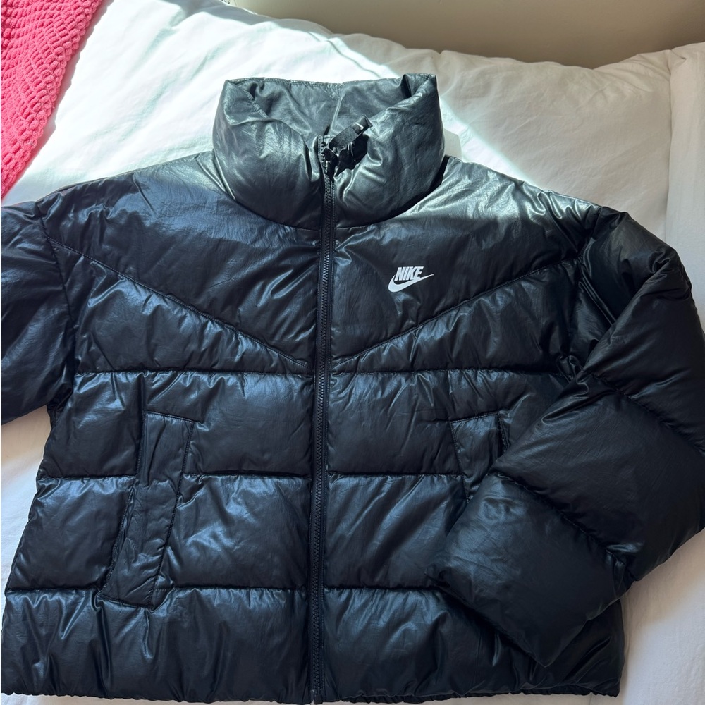 Nike Women's Shiny Black Puffer Coat
